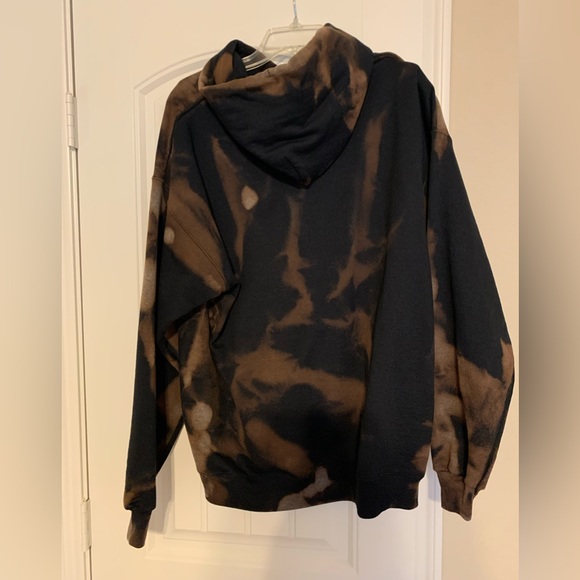 CUSTOM Hanes Men’s EcoSmart Black Bleached Hooded Sweatshirt Retro Suns Patch XL - Picture 3 of 5